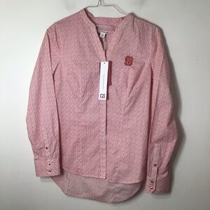 NWT women button down medium Cutter & Buck Red Patterned Shirt NC State